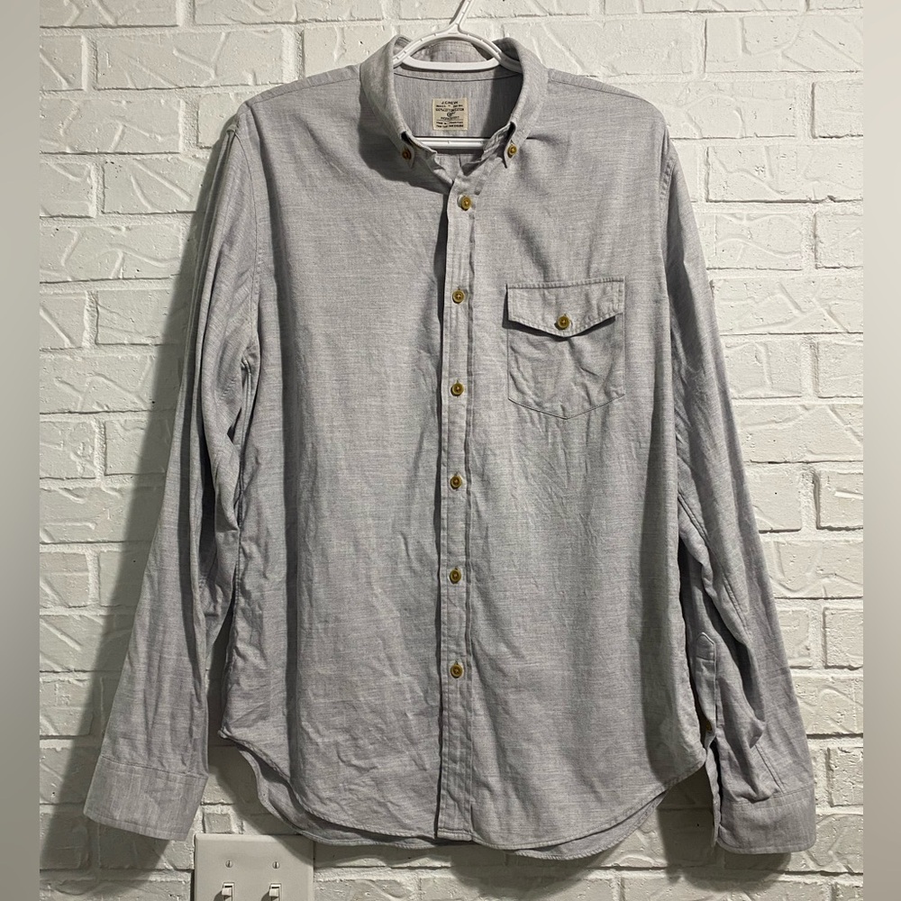 J Crew Gray Button Down Workshirt Medium Long Sleeve
